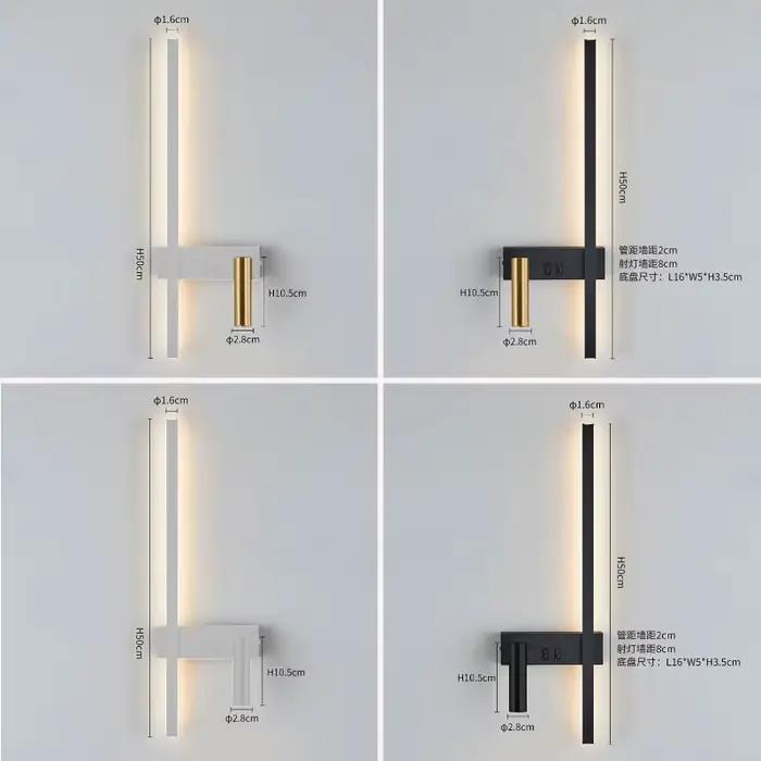 Applique nordique moderne noir et blanc minimaliste salon canapé fond mur lampe décorative lumière luxe chambre chevet