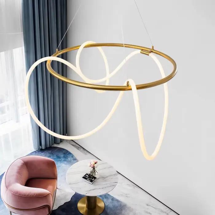 Lustre design créatif moderne éclairage Suspension Luminaire Lampen pour salon Table à manger barre lumineuse lignes