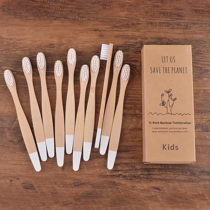 Enfants 10 pièces brosse à dents en bambou coloré poils en Nylon brosse à dents de peinture écologique enfants Arosse a Dent Bambou dent végétalienne dentaire