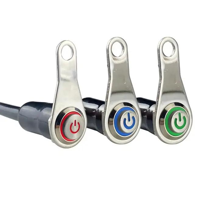 Interrupteur LED pour moto ON+OFF, montage sur guidon, alliage d'aluminium, étanche, 12V, phares antibrouillard, interrupteur à bouton poussoir pour klaxon de moto
