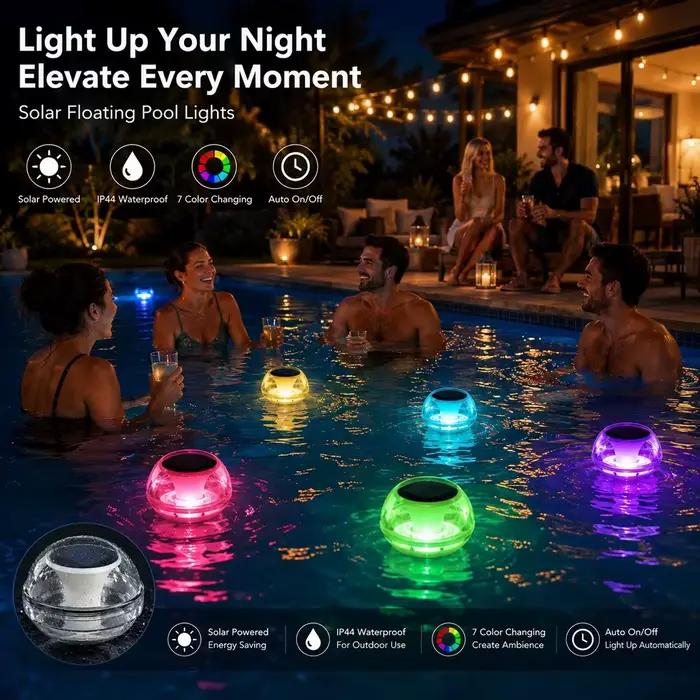 Lampes solaires flottantes pour piscine, 3 modes, blanc chaud, RGB, clignotant, étanches IP44, pour piscine, étang, spa, jardin
