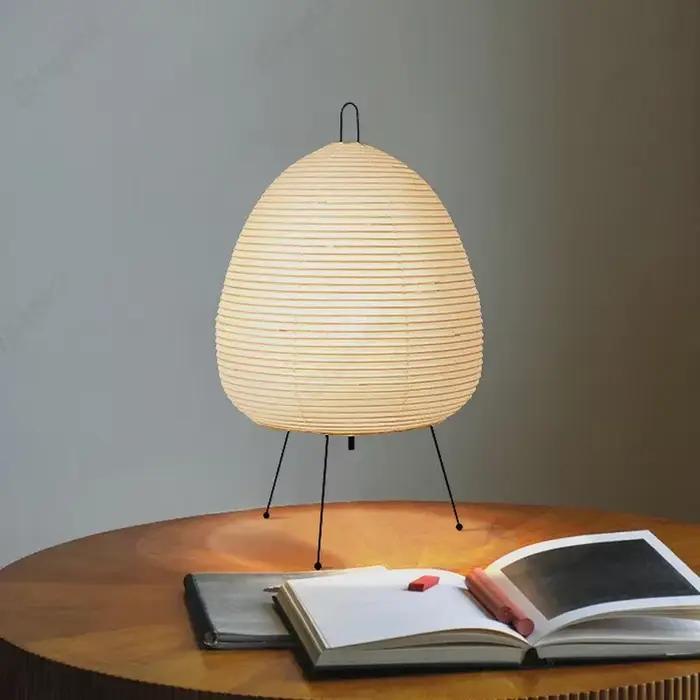 Lampe de table LED Akari Noguchi Yong lampe de chambre à coucher design japonais traditionnel papier de riz fer Blanc Bleu Noir Beige