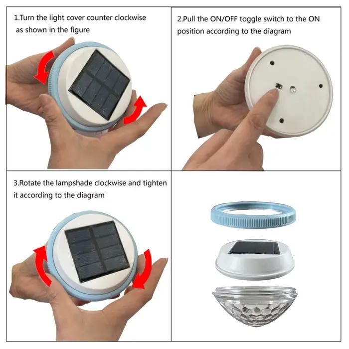 Lampe solaire flottante pour piscine, avec panneau, Rechargeable, pour l'extérieur, décoration de jardin de nuit, étanche, mur Led