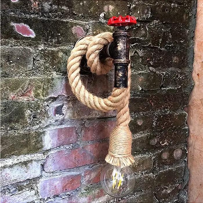 Lampe murale en corde de chanvre