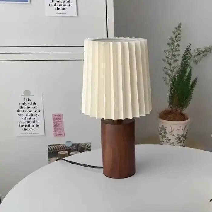 LED lampe de bureau rétro plissé en bois USB pour salon maison chambre chevets atmosphère LED veilleuse décoration