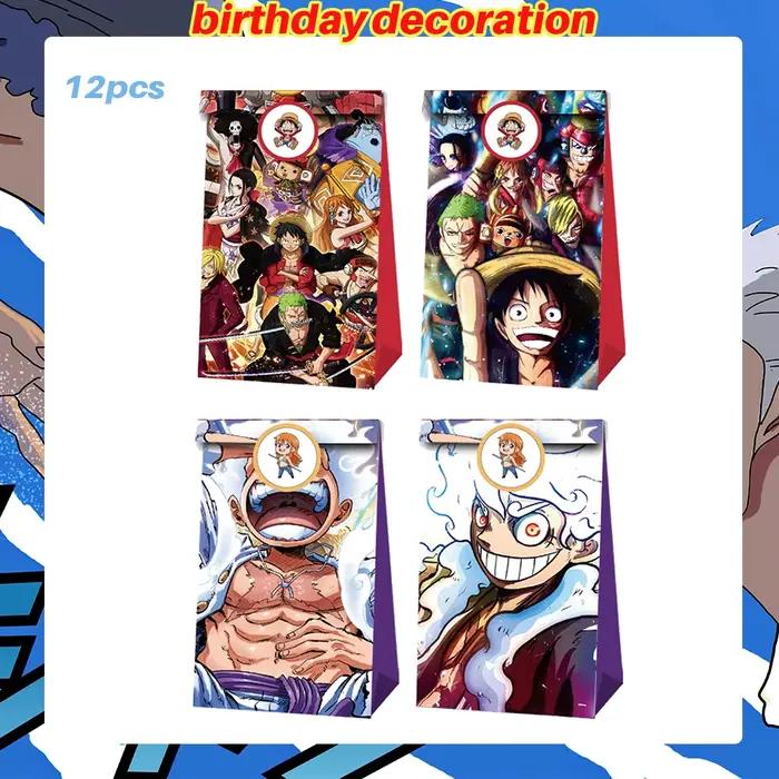 Faveurs de fête d'anniversaire One Piece, bracelets à claquer, tatouages, autocollants, décorations de gâteaux, fournitures pour fêtes de Noël