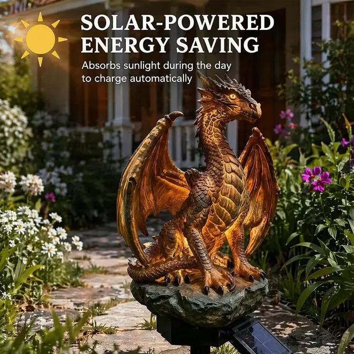 Lampe solaire LED en forme de dragon, figurine d'animal mignonne, lumière de nuit pour patio, balcon, pelouse, jardin