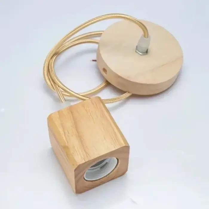 Lampe Suspendue Vintage en Bois Massif