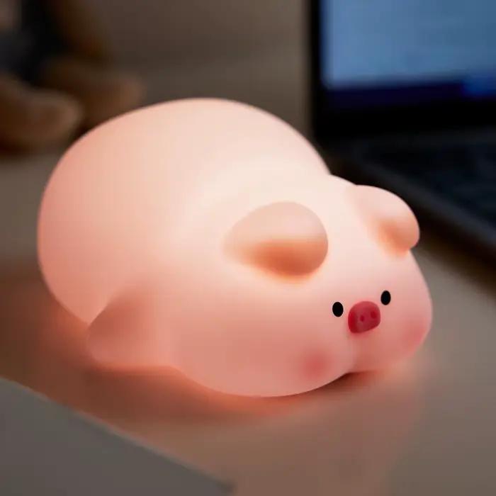 Mignon cochon veilleuse 3 niveaux Dimmable Silicone capteur tactile