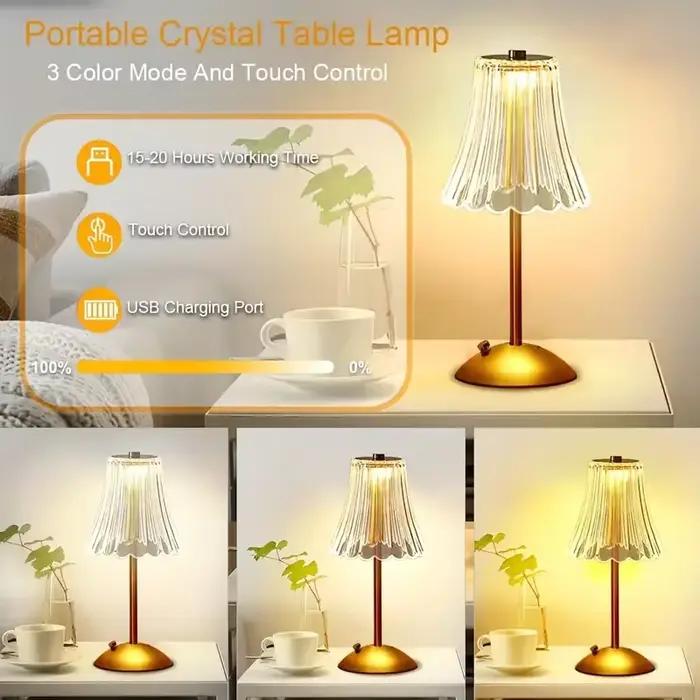 Lampe de bureau LED en cristal vintage