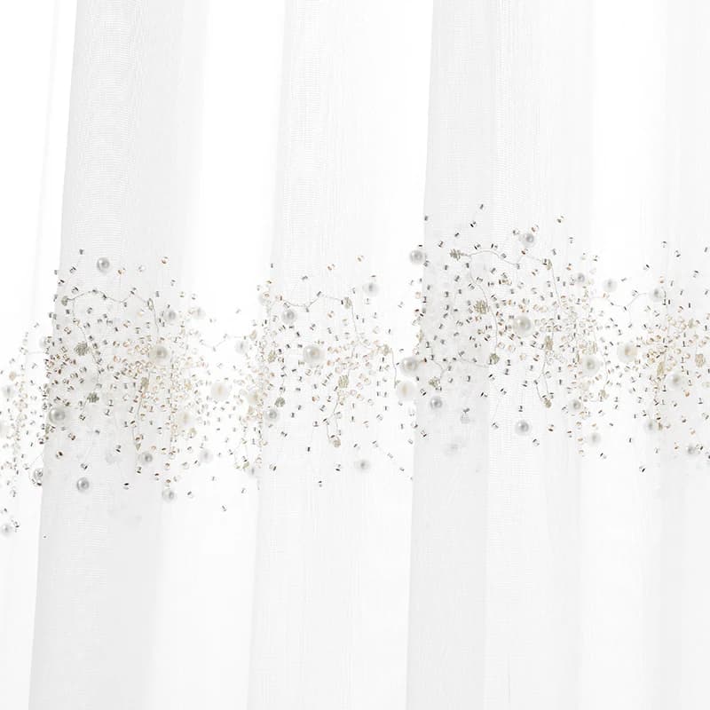 Meteor Pearl – rideaux en Tulle brodés, perles de luxe, blanc/gris, voile pur pour balcon, ZH452 # V