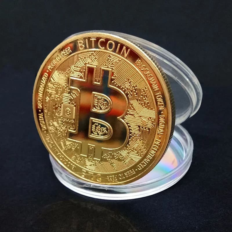 crypto monnaie Pièce plaquée or de Bitcoin, avec étui offert,objet d'art et de collection, BTC, cade