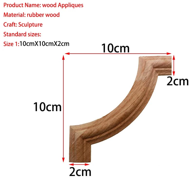 VZLX Appliques décoratives en bois non peintes chêne sculpté vague fleur Onlay décalcomanie Applique