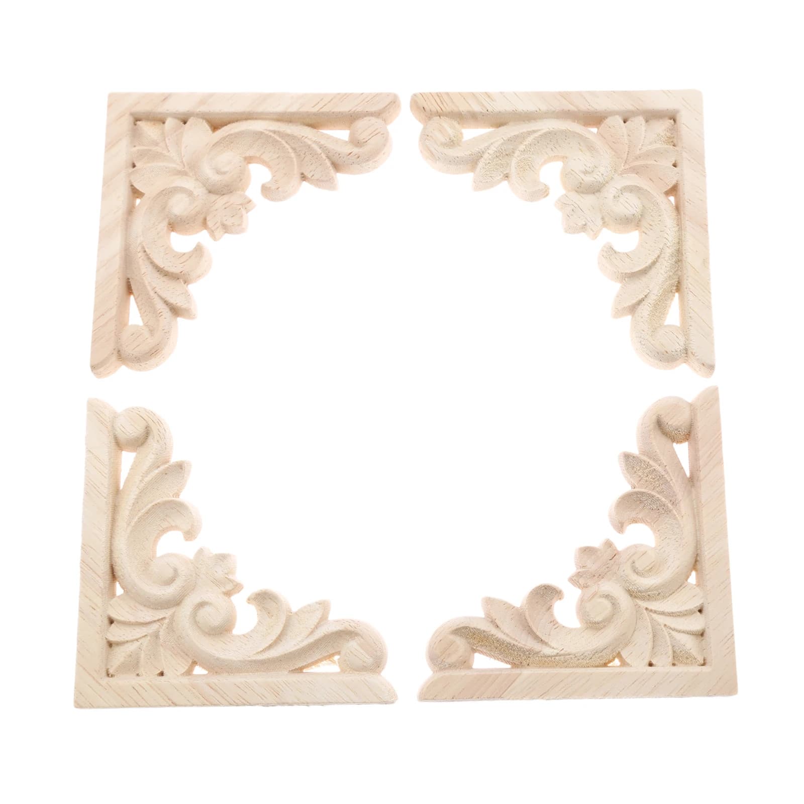 Applique de meubles sculptée en bois, incrustation d'angle, cadre non peint, autocollant pour armoir