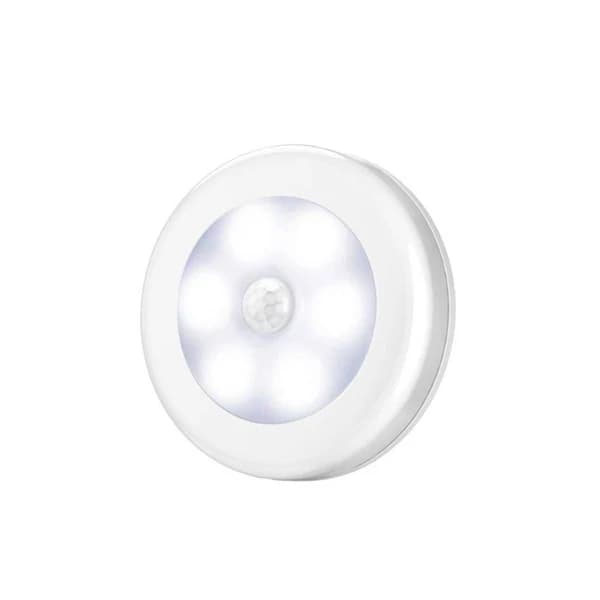 Veilleuse de Nuit à LED avec Capteur de Mouvement, Alimentée par Batterie, Lampe Ronde Sans Fil, de 
