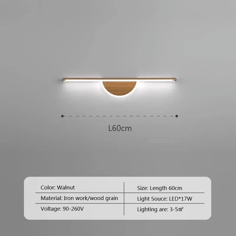 Applique murale LED moderne à longue bande, avec Grain de bois, pour miroir avant, chambre à coucher