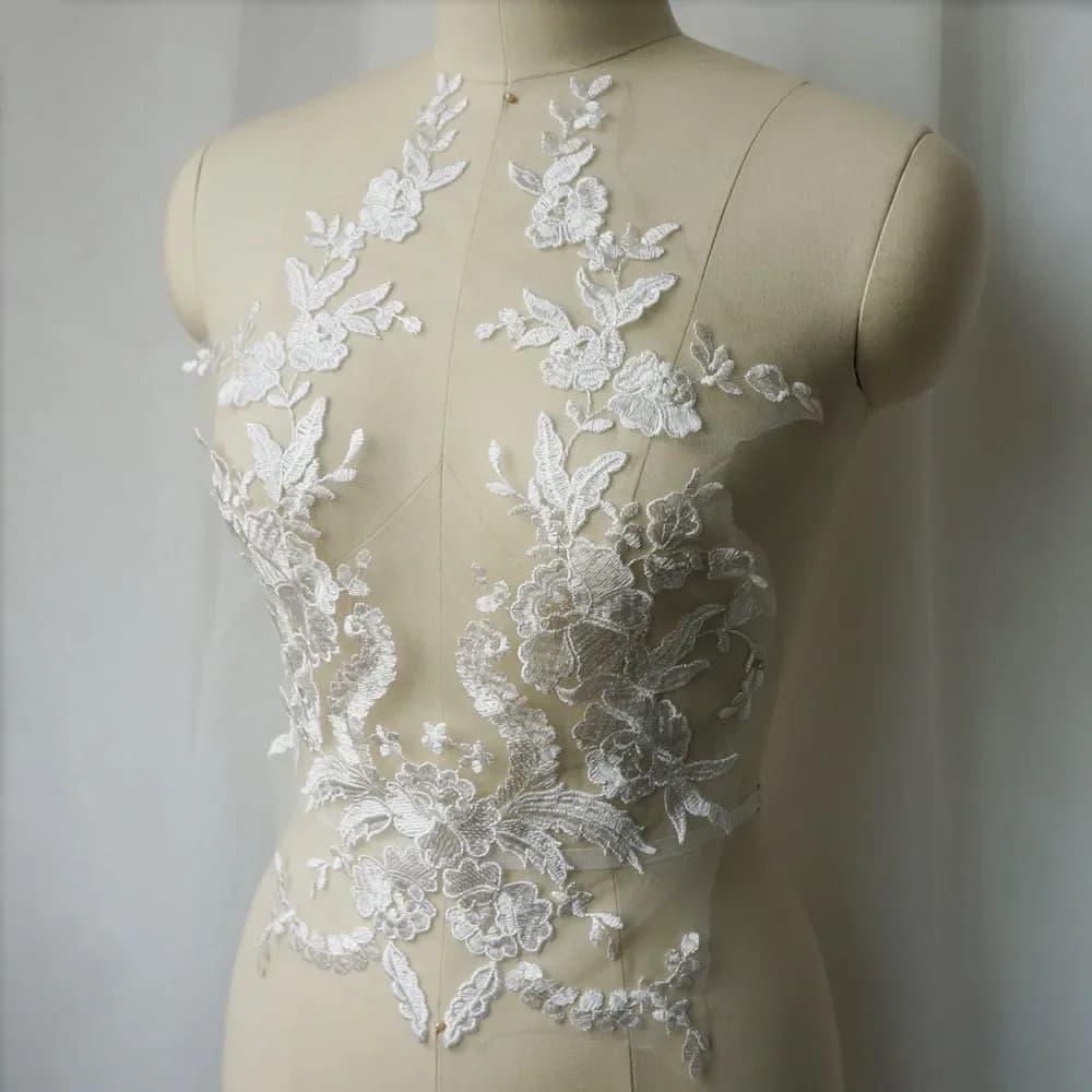 Patch de col en tissu brodé en dentelle, couture de fleurs, pour robe de soirée de mariage, vêtement