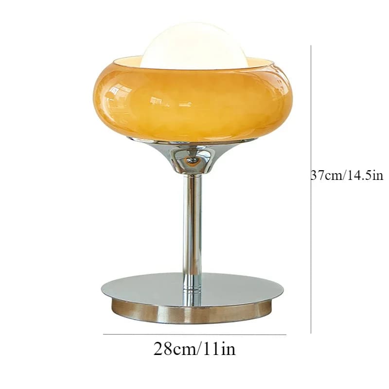 Evely Kevin-Lampadaire LED en verre, abat-jour en métal, lampe de table rétro, orange et rouge, lamp