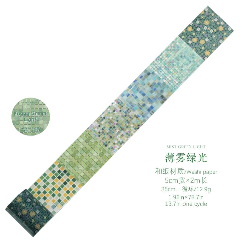 Tuiles colorées émaillées et ruban washi à haute valeur esthétique, bordure en mosaïque de style Ins