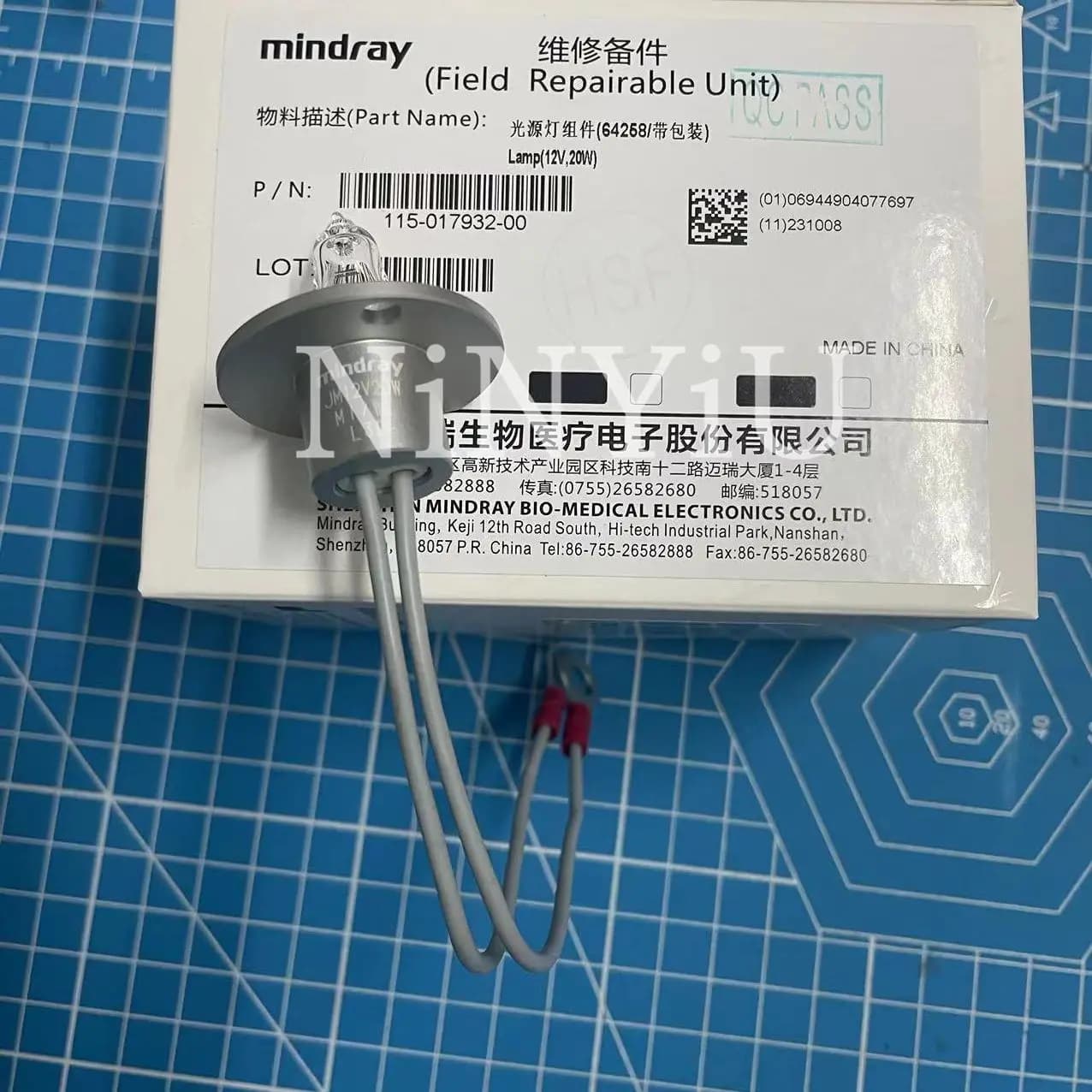 Lampe d'origine pour Mindray, 12V, 20W, 64258-J, 115, 017932, 00, BS120, BS130, BS180, BS190, BS200,