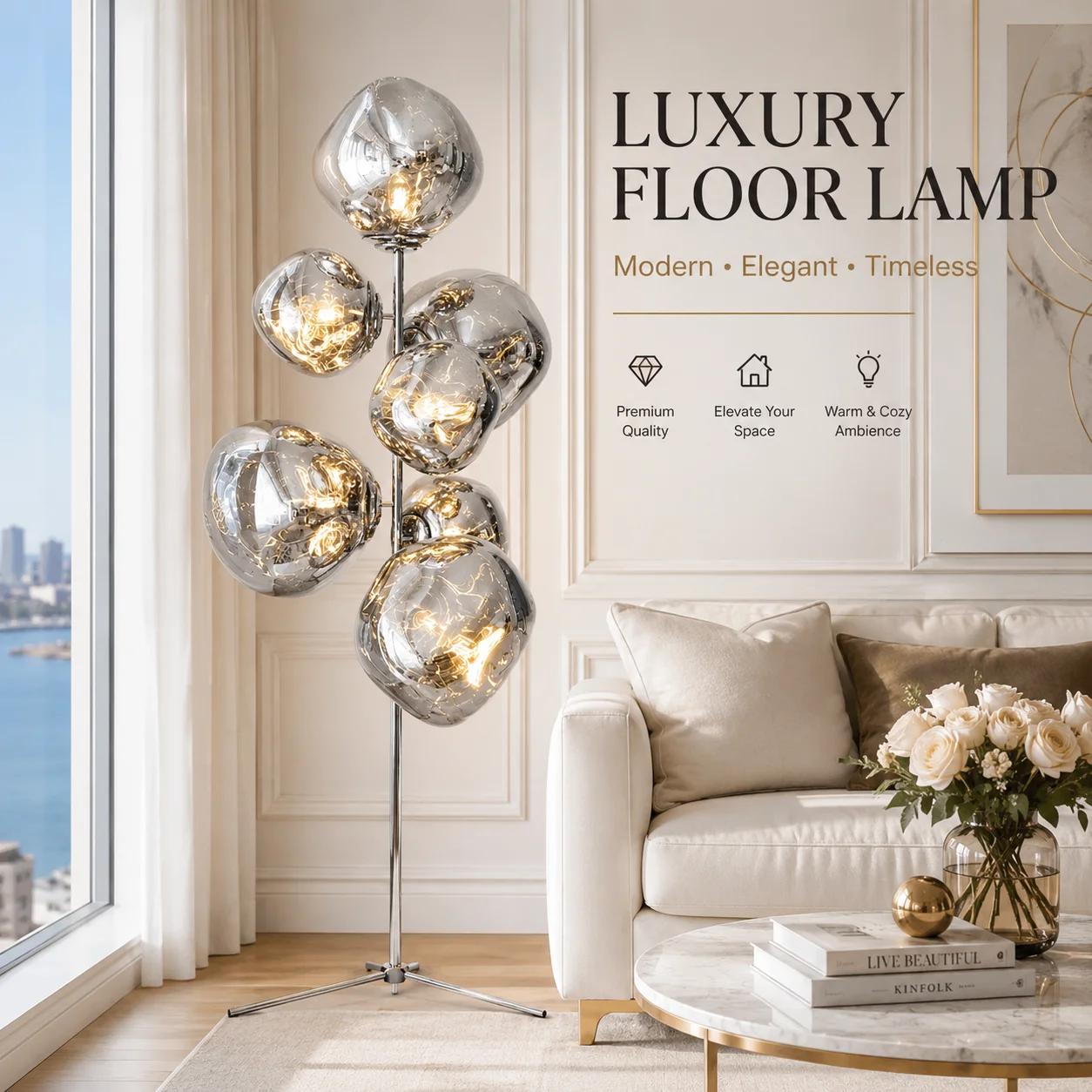Lampe sur pied en verre de luxe moderne, LED, design nordique, pour salon, chambre, hôtel, villa, dé