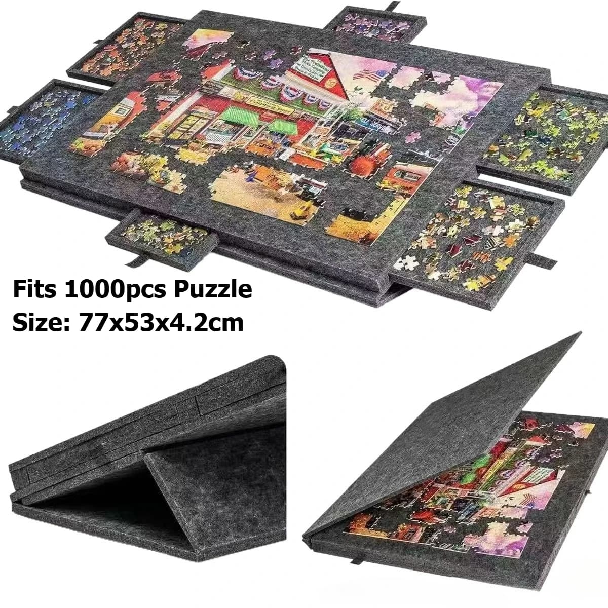 Planche à puzzles avec 6 tiroirs coulissants (1000 ou 1500 pièces) - Organisateur de puzzles durable