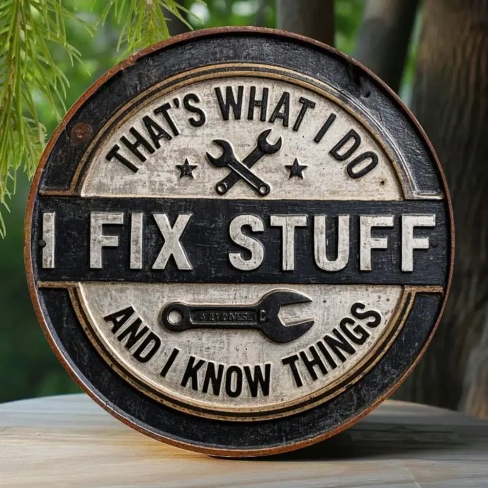 Panneau métallique Vintage "I Fix Stuff I Know Things", décoration murale de Garage rustique pour ho