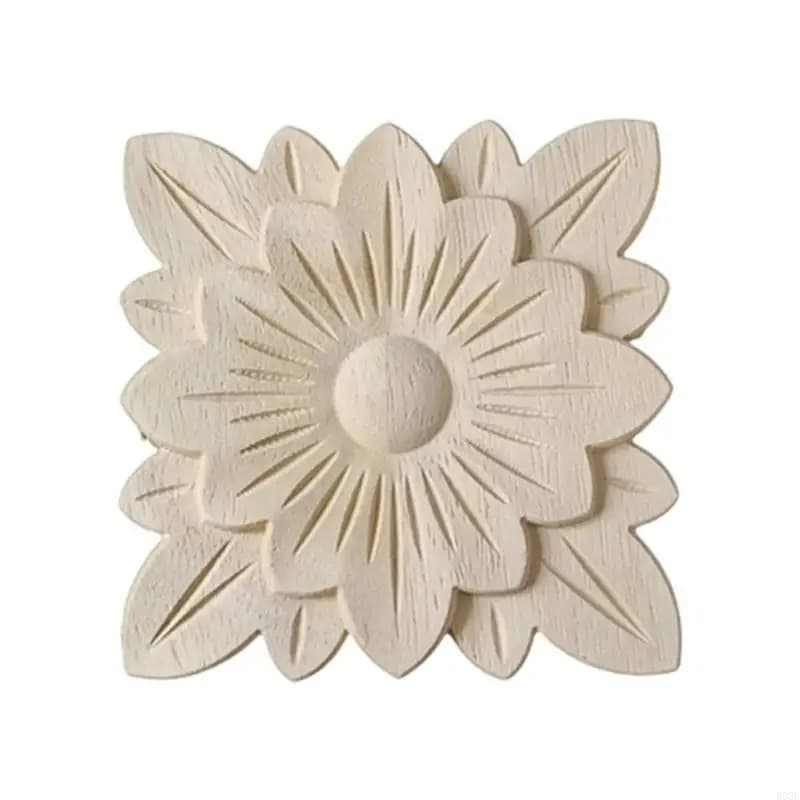 Appliques sculptées en bois, 5 pièces d'onlays décoratifs en bois, autocollants Center meubles non p