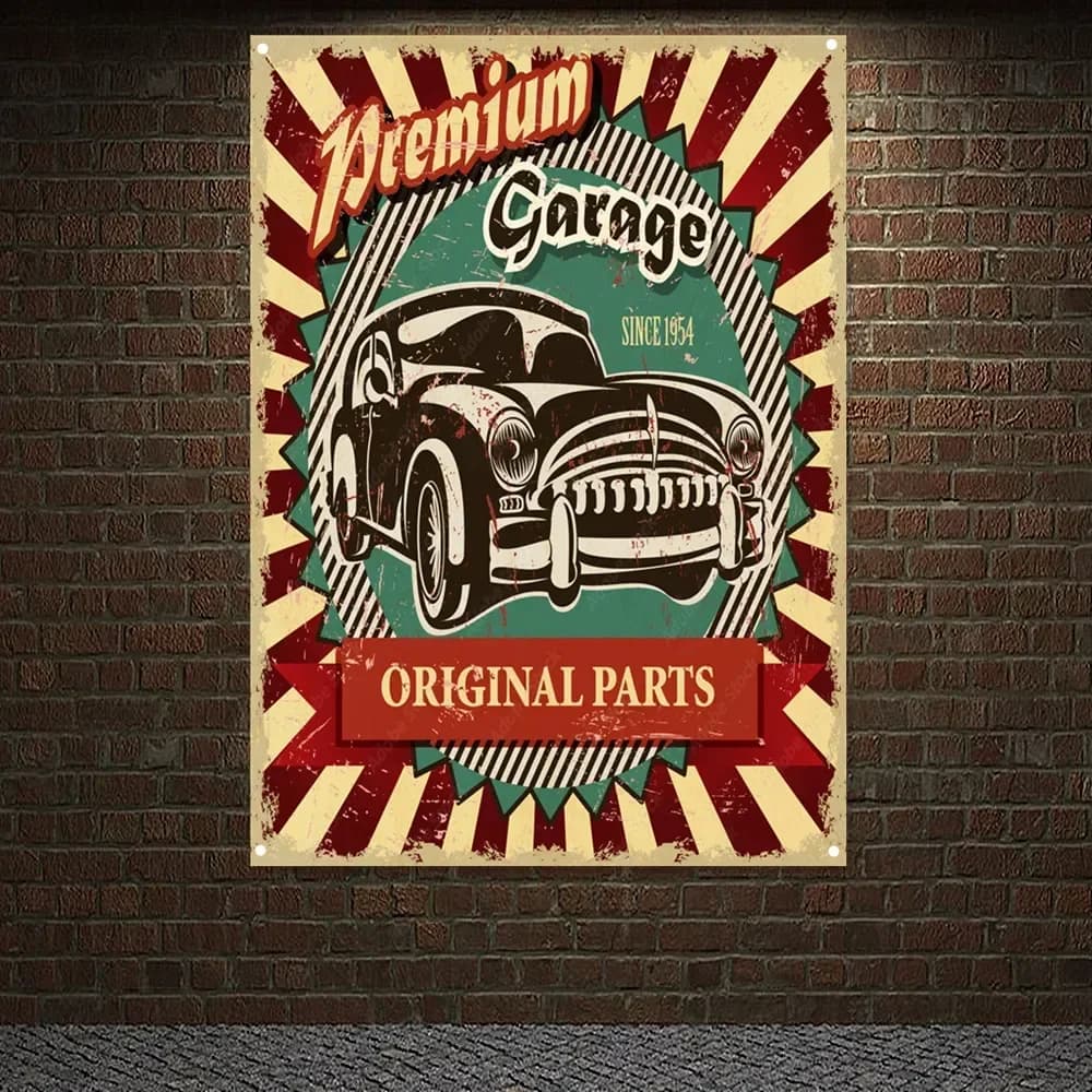 Affiche décorative murale de voiture vintage de garage haut de gamme, pièces d'origine, peinture art