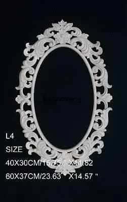Miroir en bois sculpté, 48x30cm, cadre non peint, autocollant de porte, décoration de miroir pour ch