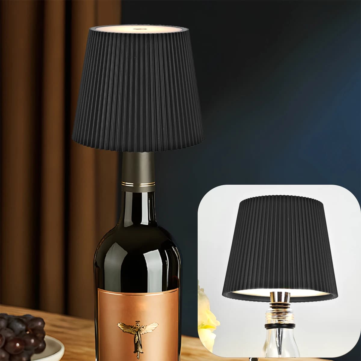 Tête de lampe de bouteille de vin sans fil, lampe de bouteille LED tactile Portable avec 3 Modes de 