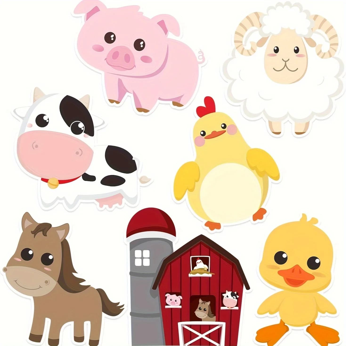 21 pièces décor d'animaux de ferme décorations et fournitures de fête d'animaux de ferme, découpes d