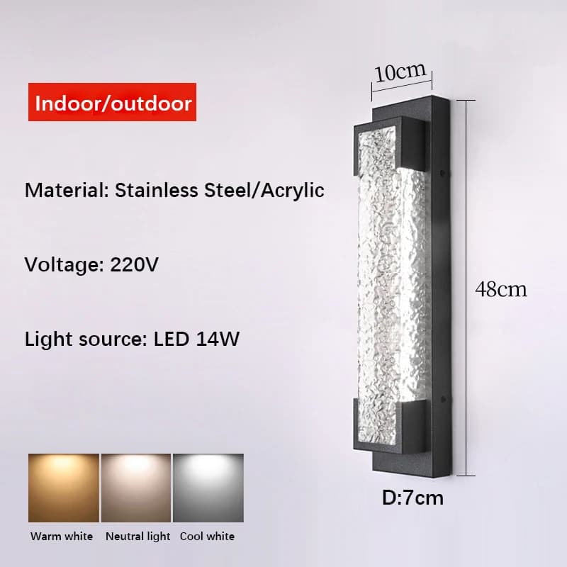 Applique Murale d'Extérieur Moderne en Acier Inoxydable, Lampe de Jardin, Longue Bande, Étanche, Lum