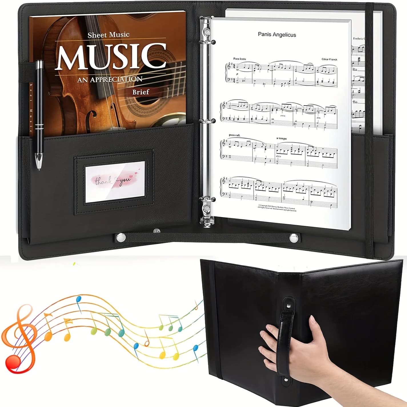 1 ensemble de classeurs pour partitions musicales en cuir PU, classeur pour partitions de chorale à 