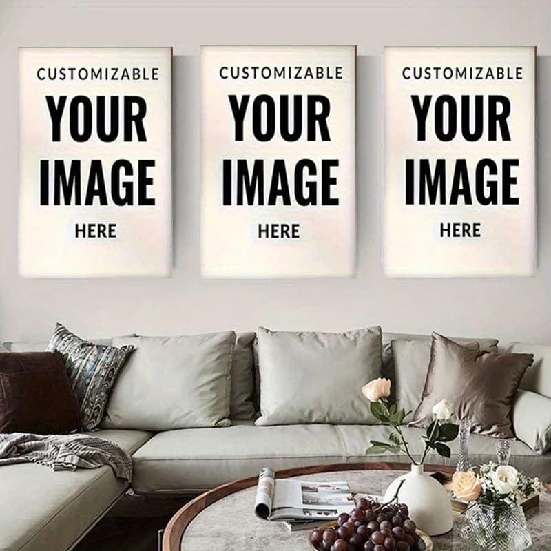 Ensemble d'affiches de décoration d'intérieur personnalisés 3 pièces, disponibles pour les photos de