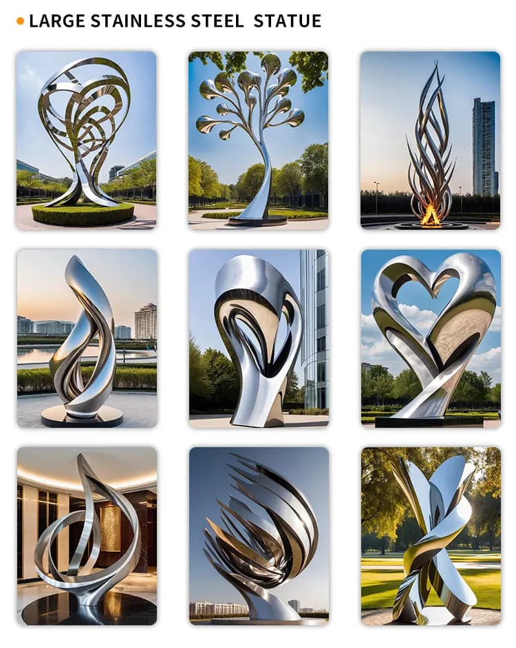 Sculpture d'art jaune décorative extérieure moderne personnalisée en acier inoxydable