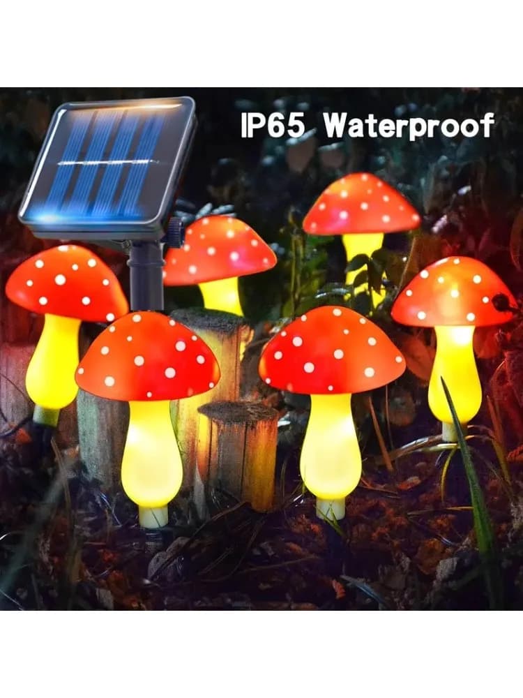 Lampes solaires LED en forme de champignons pour l'extérieur, éclairage festif de jardin, lampes sol