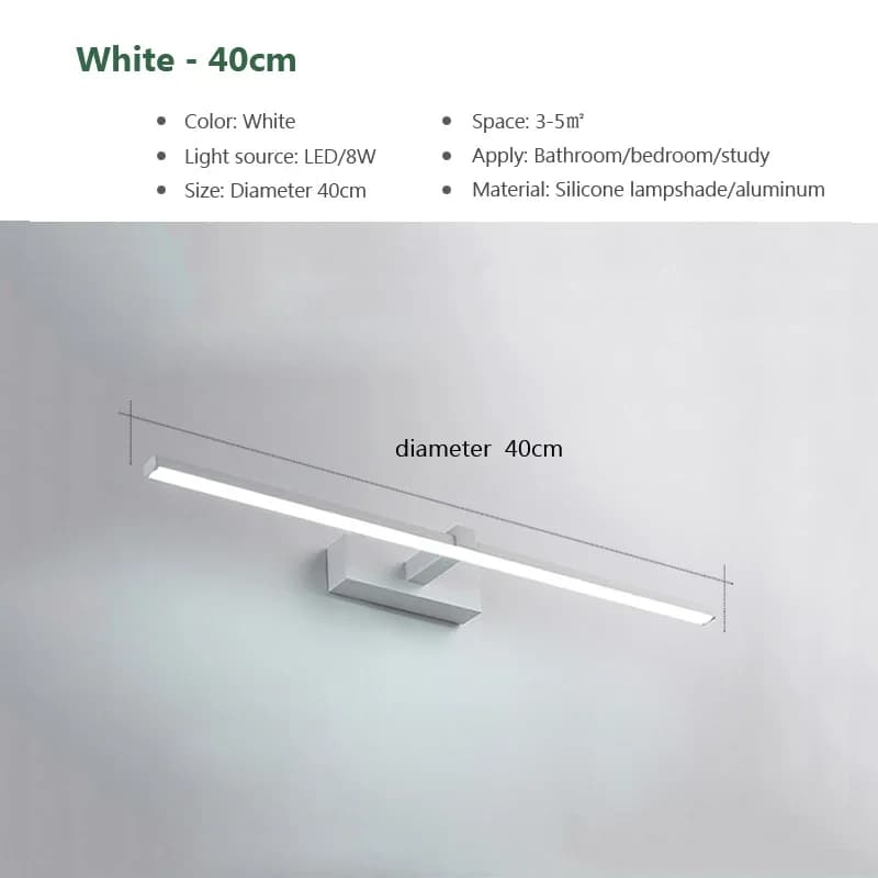 Applique murale LED moderne pour salle de bain, luminaire mural à trois couleurs, lampe de miroir de