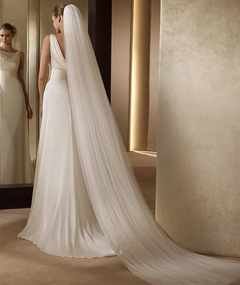 Image réelle blanc ivoire voile de mariage une couche doux Tulle voile de mariée tête voiles accesso