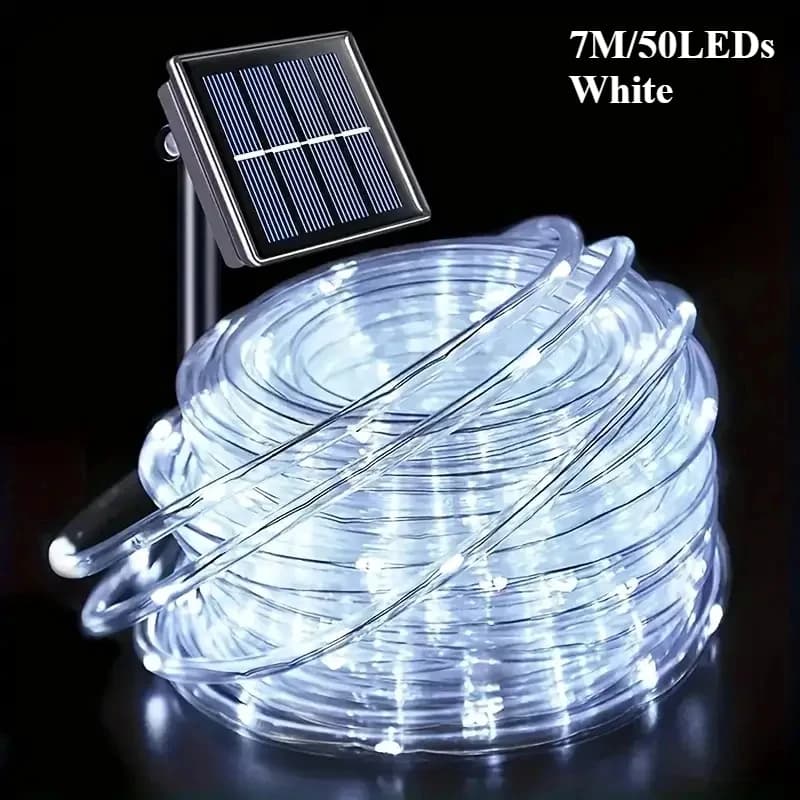 Guirlande lumineuse solaire LED pour jardin, lampe tubulaire étanche, guirlande de Noël, lumières fé
