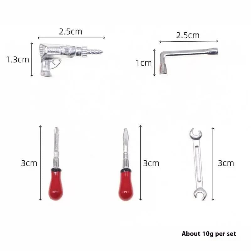 Perceuse pour maison de poupée, outil de réparation, clé, ensemble de cinq pièces, modèle miniature,