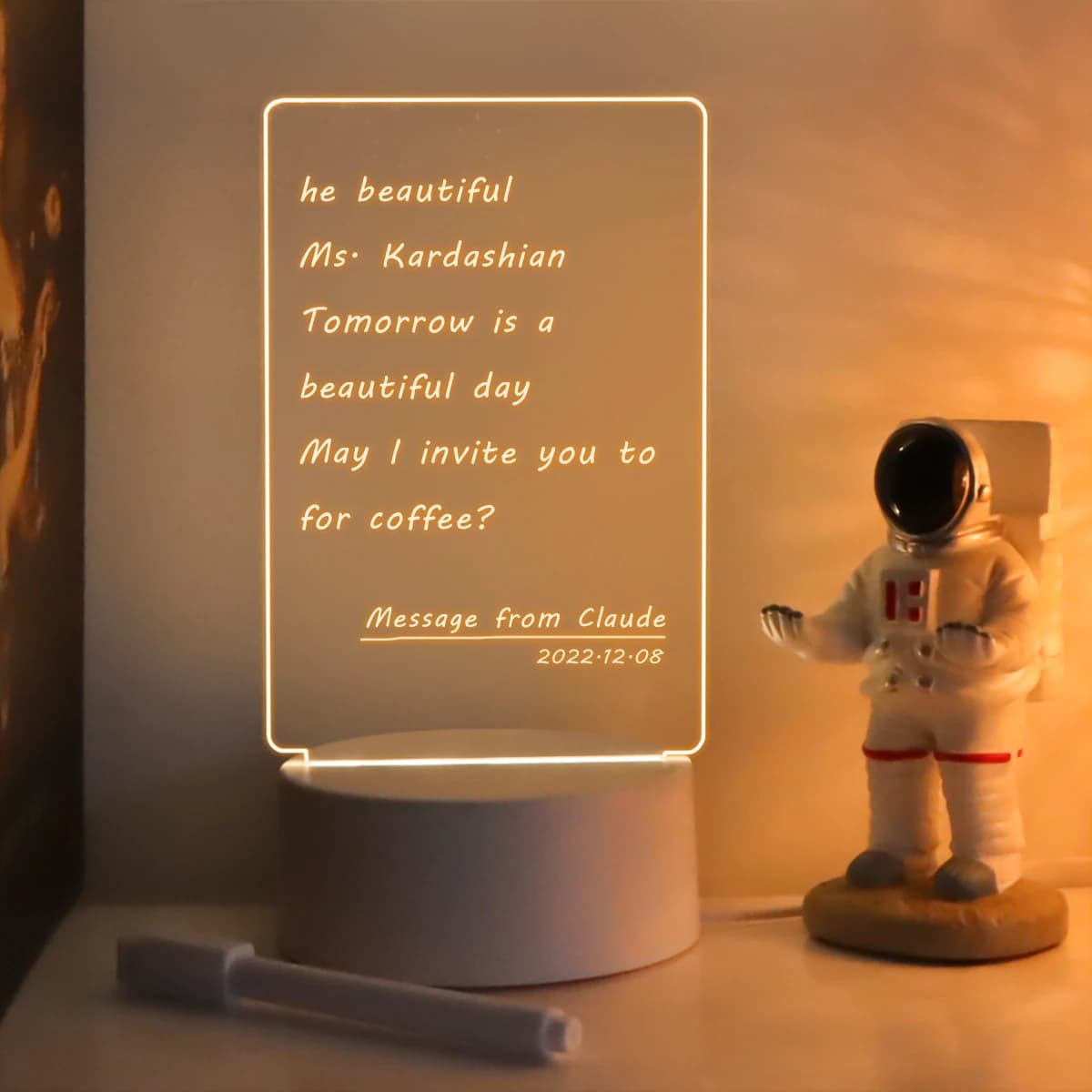 Lampe de bureau LED avec panneau d'affichage, décoration de chambre à coucher, veilleuse, panneau éc