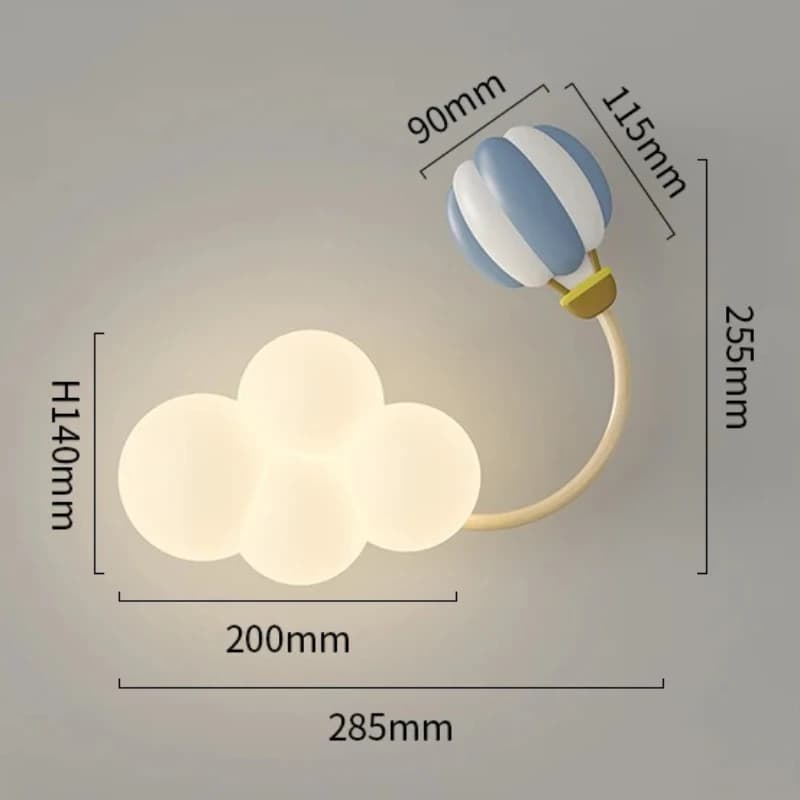 Lampe murale style crème pour enfants, lumières d'avion de dessin animé, abat-jour en PE, veilleuse 