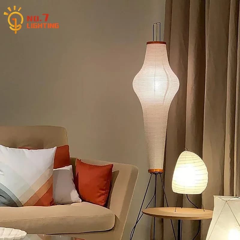 Lampe Japonaise Minimaliste Akari Noguchi Yong, Pied Décoratif, Art du Vermont, Salon, Chambre à Cou