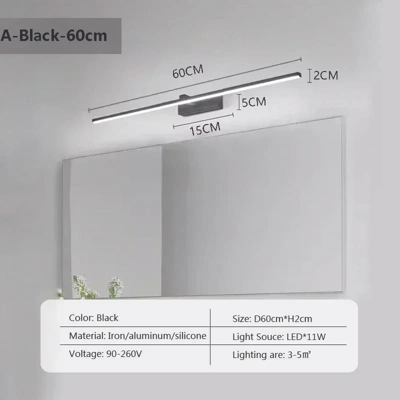 Lampe de mur LED moderne miroir décor éclairage 60/80/100 cm longue bande lumineuse pour chambre sal