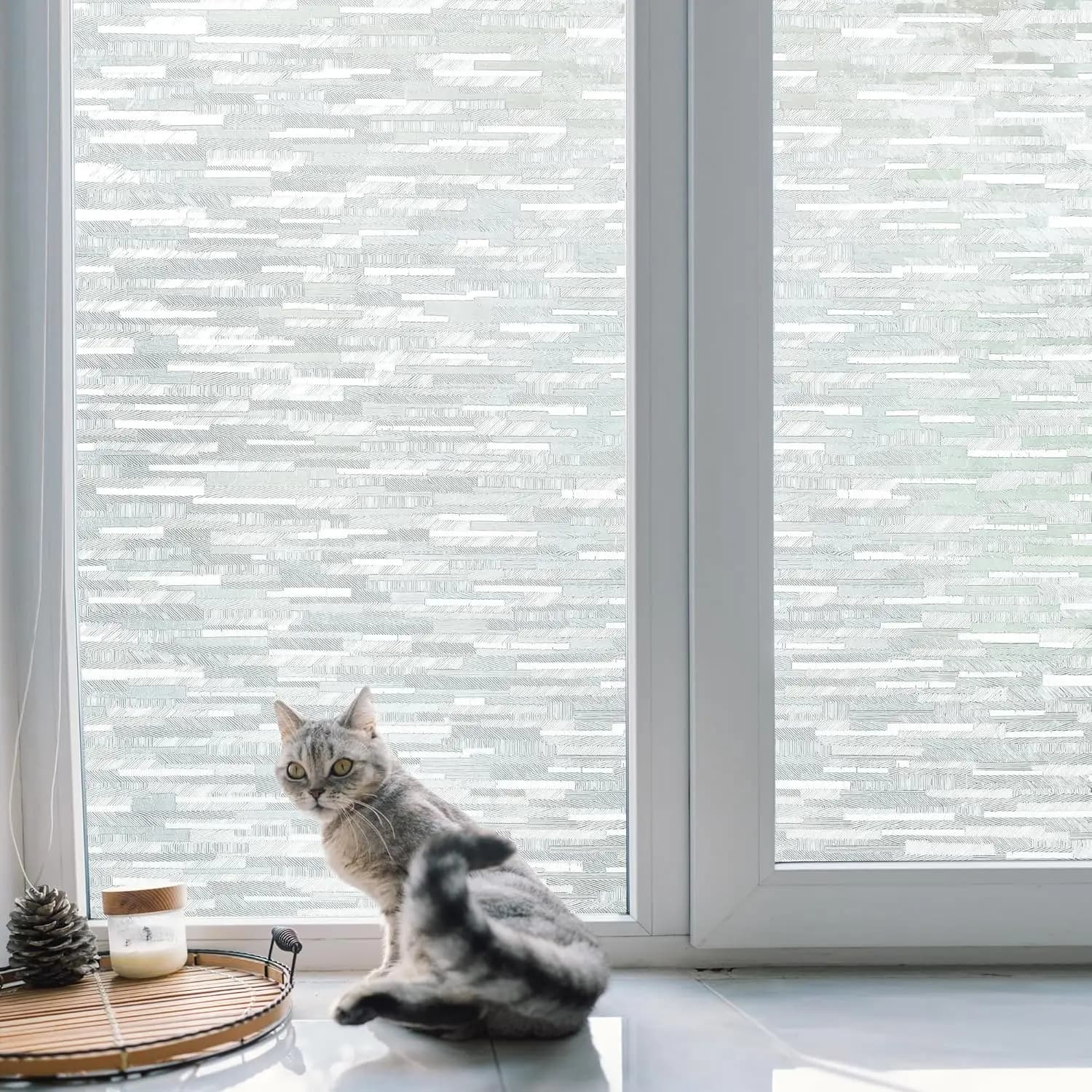 Film de confidentialité pour fenêtre avec outils d'installation, film givré pour vitres, film adhési