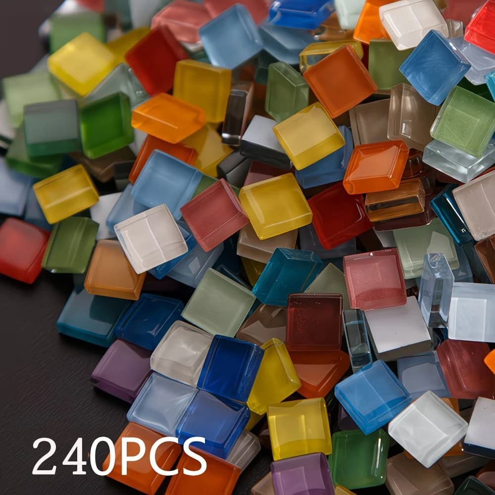 Ensemble de 240 mosaïques en verre colorées - Matériaux artisanaux pour décorer les murs, les vases,