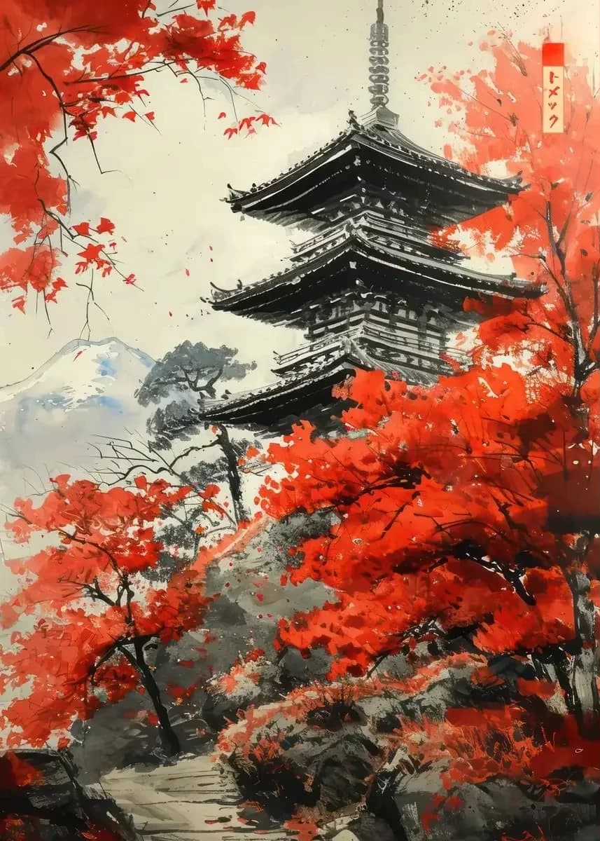 Peinture à l'huile par numéros Sumie, peinture à l'encre japonaise, paysage Geisha Samurai, art mura