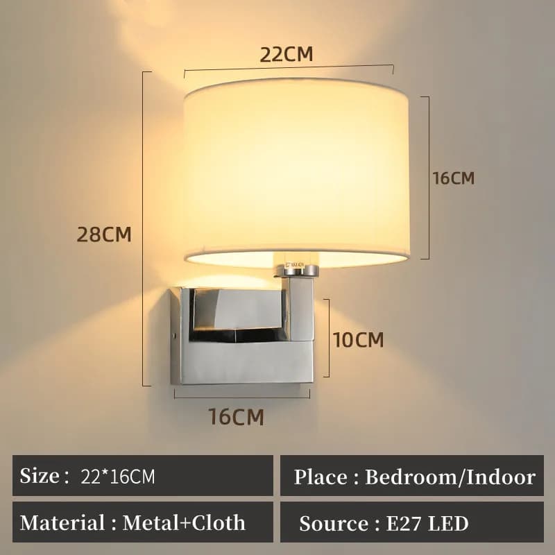 Applique LED Abat-jour rond en tissu avec 3W 360 °   Projecteur rotatif lampe de lecture applique mu