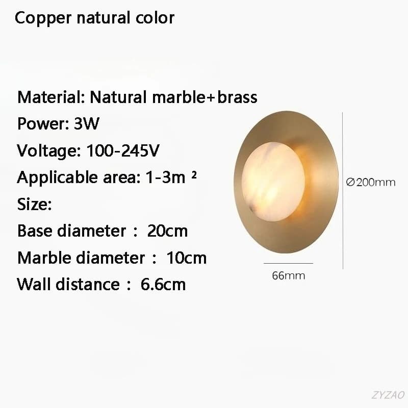 Applique murale américaine en laiton, lumières en dolomite naturelle, salon, canapé, chevet, appliqu